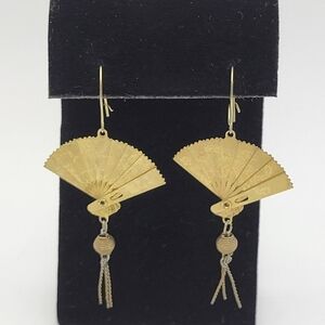 VINTAGE CHINESE HAND CRAFTED FAN EARRINGS
